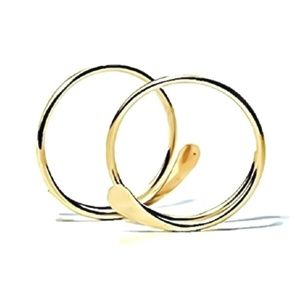 3 x gold hammered open threader hoop earrings